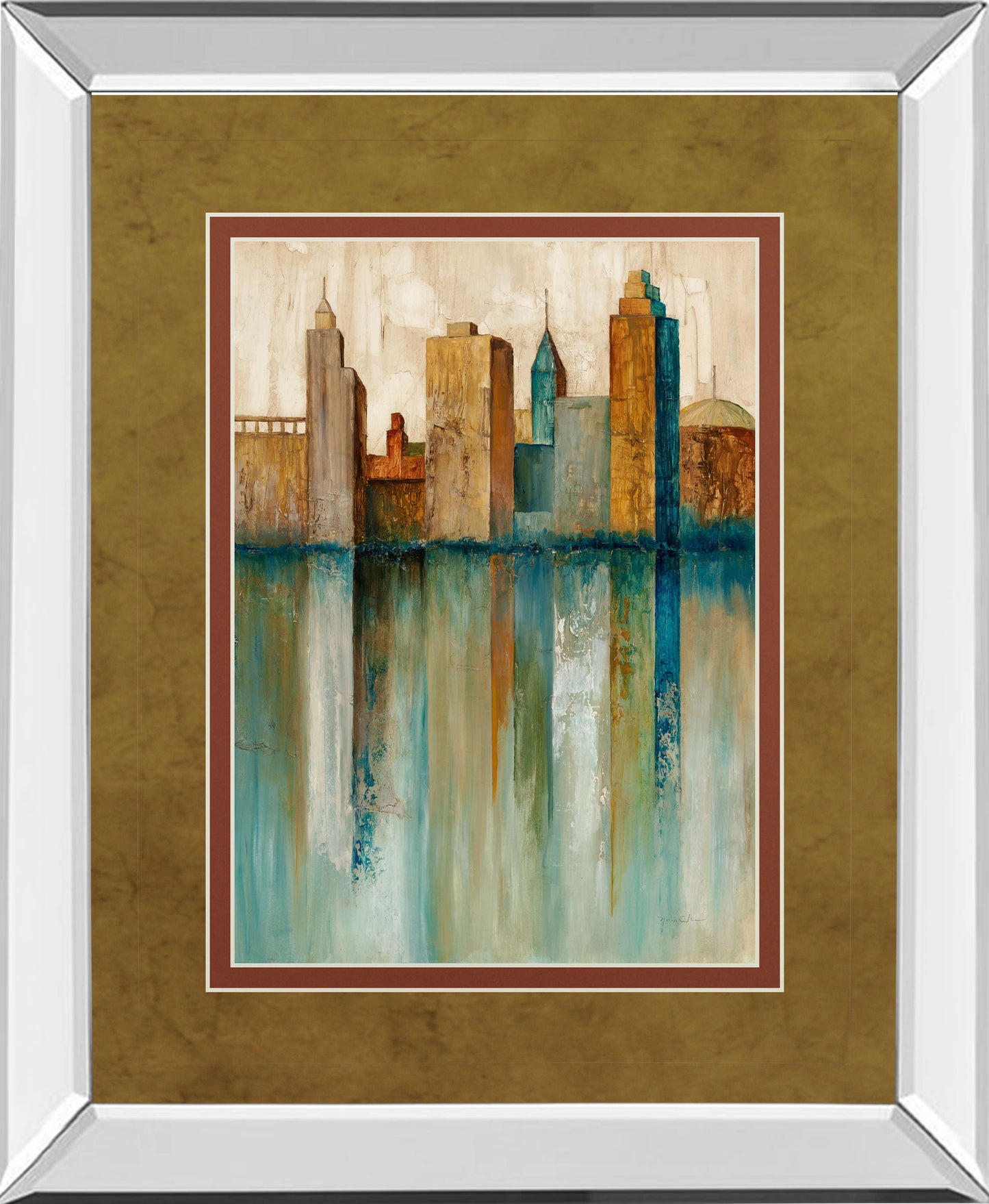 City View Il By Norm Olson - Mirror Framed Print Wall Art - Green