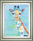 22x26 Cool Giraffe By Sally Swatland - Light Blue