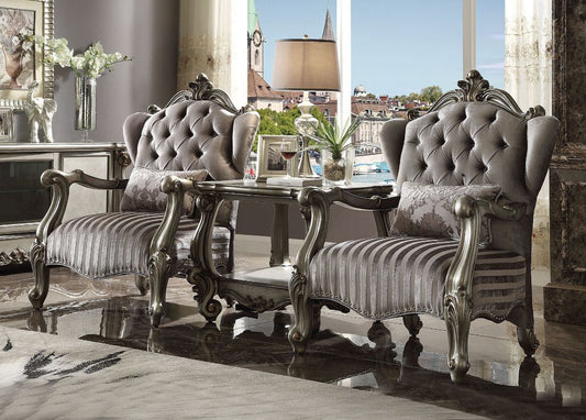 Versailles - Chair - Velvet & Antique Platinum - 47"