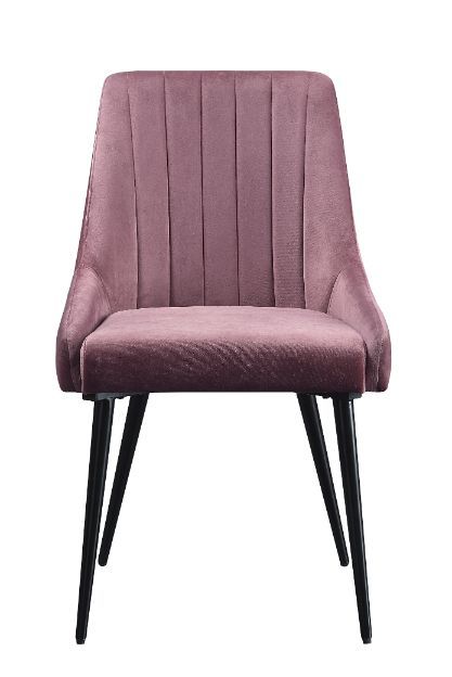 Caspian - Side Chair (Set of 2) - Pink Fabric & Black Finish