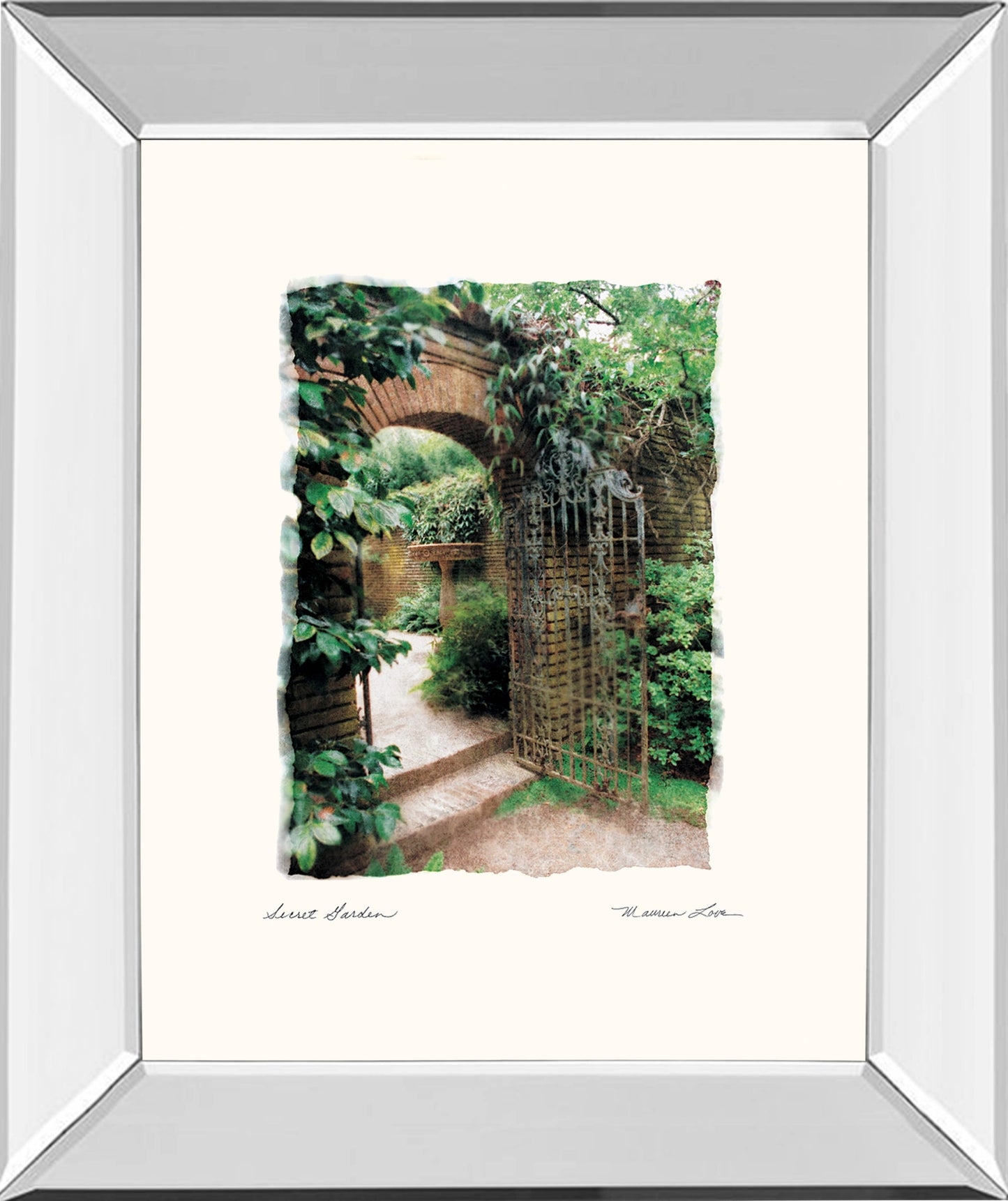 Secret Garden By Love - Mirror Framed Print Wall Art - Green