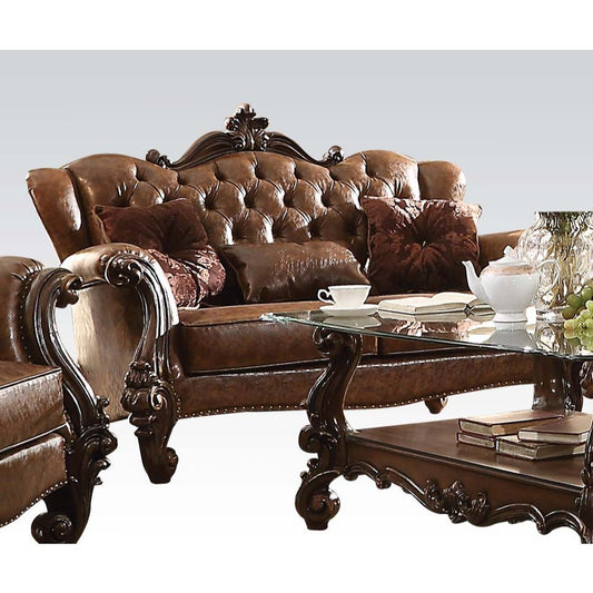 Versailles - Loveseat - 2-Tone Light Brown PU & Cherry Oak